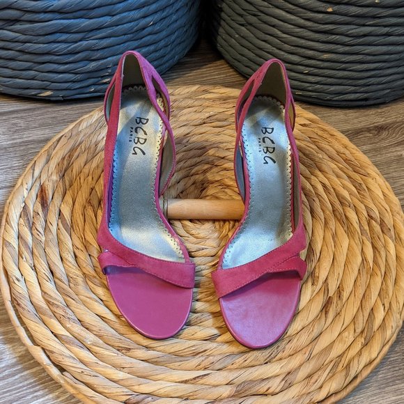 Used (W6.5) - BCBG PARIS Magenta Suede D'Orsay Sandal - Picture 2 of 10
